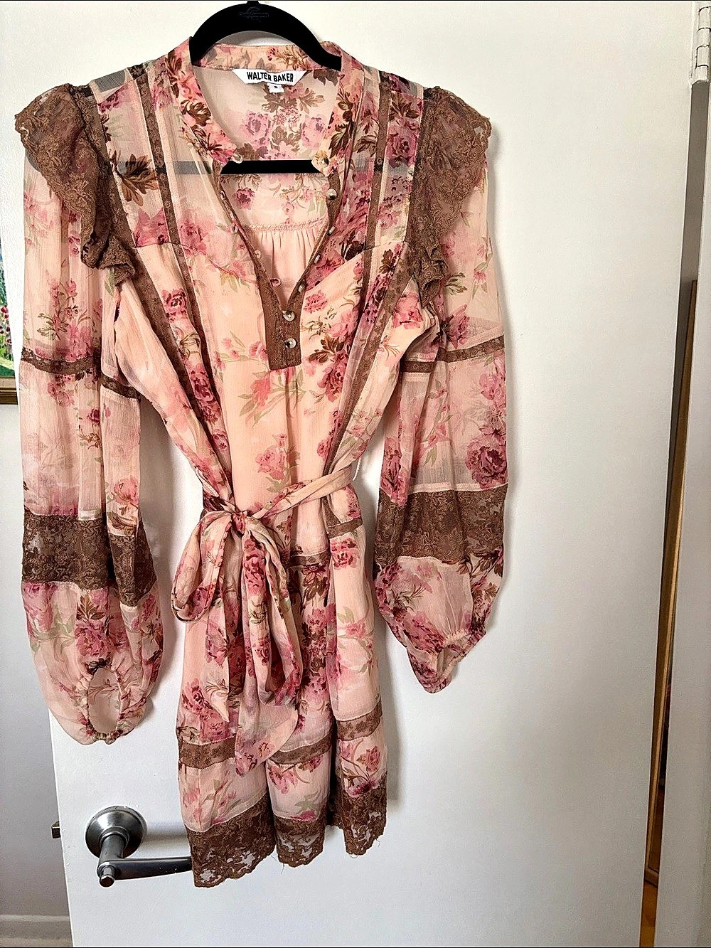 Walter Baker Floral Lace Mini Dress Pink Size Small